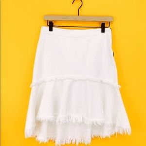 J.O.A. White Frayed Hem High Low Denim Skirt Small